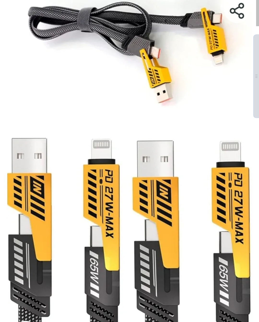 4 in 1 multi fast charger cable