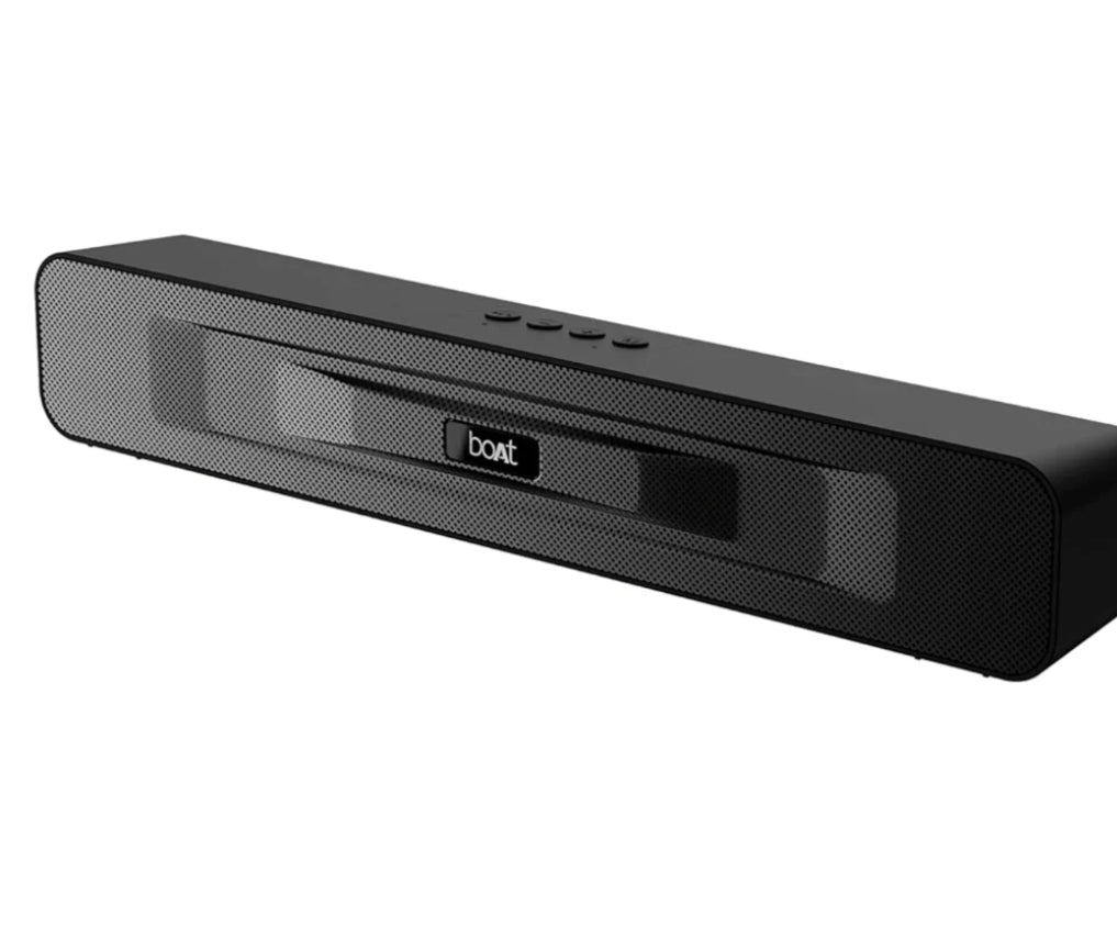 BOAT Aavante Bar 508 10W Stereo Sound, 10 HRS Battery, Dual EQ Modes, Multi-Compatibility, Sleek Design,Master Remote Control, Bluetooth Sound Bar, Soundbar Speaker (Midnight Black)